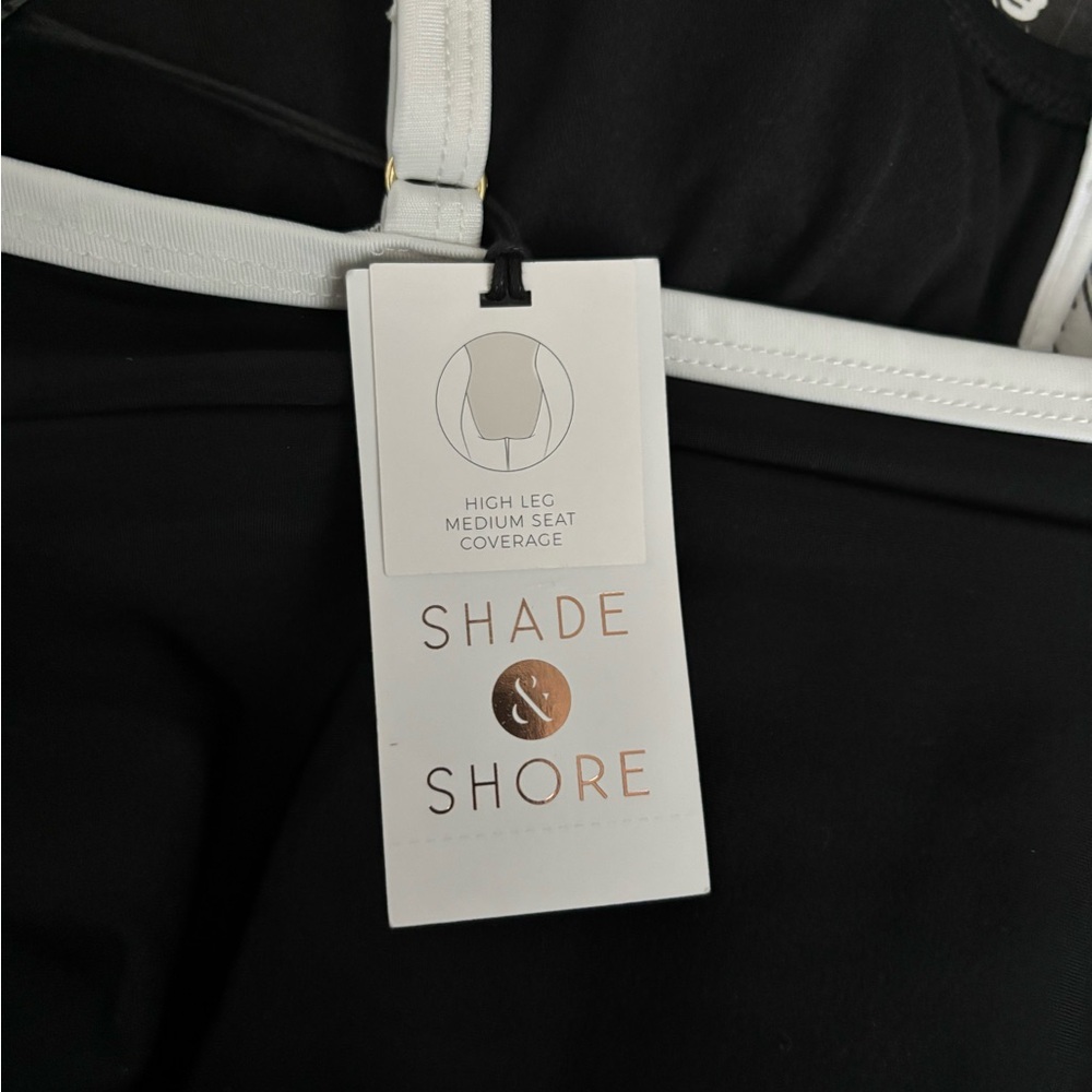 Shade & Shore Black White Trim One Piece Swimsuit - Picture 5 of 7